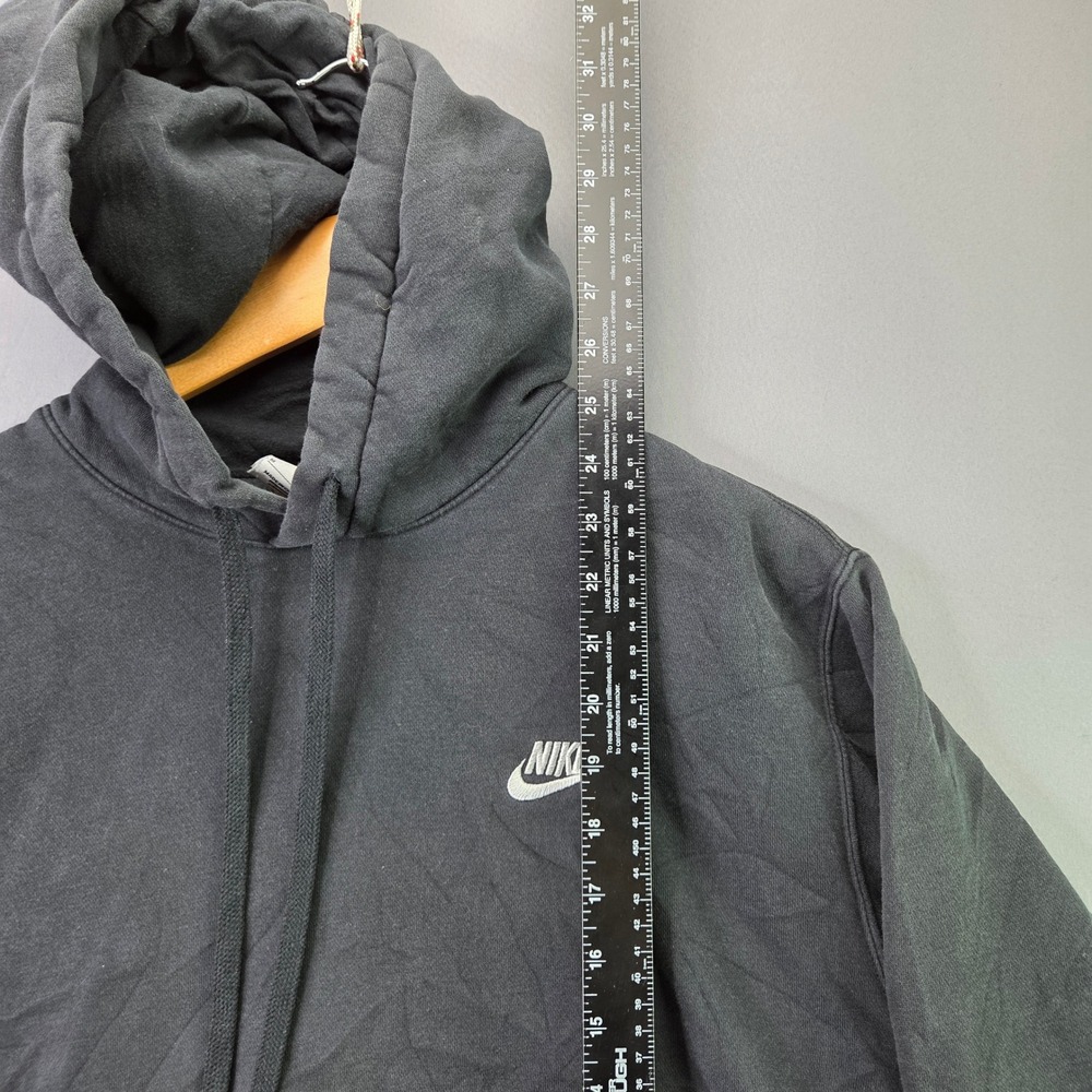 Nike Hoodie Mens Medium Black Sportswear Club Fleece Pullover Embroidered Logo - Picture 3 of 5